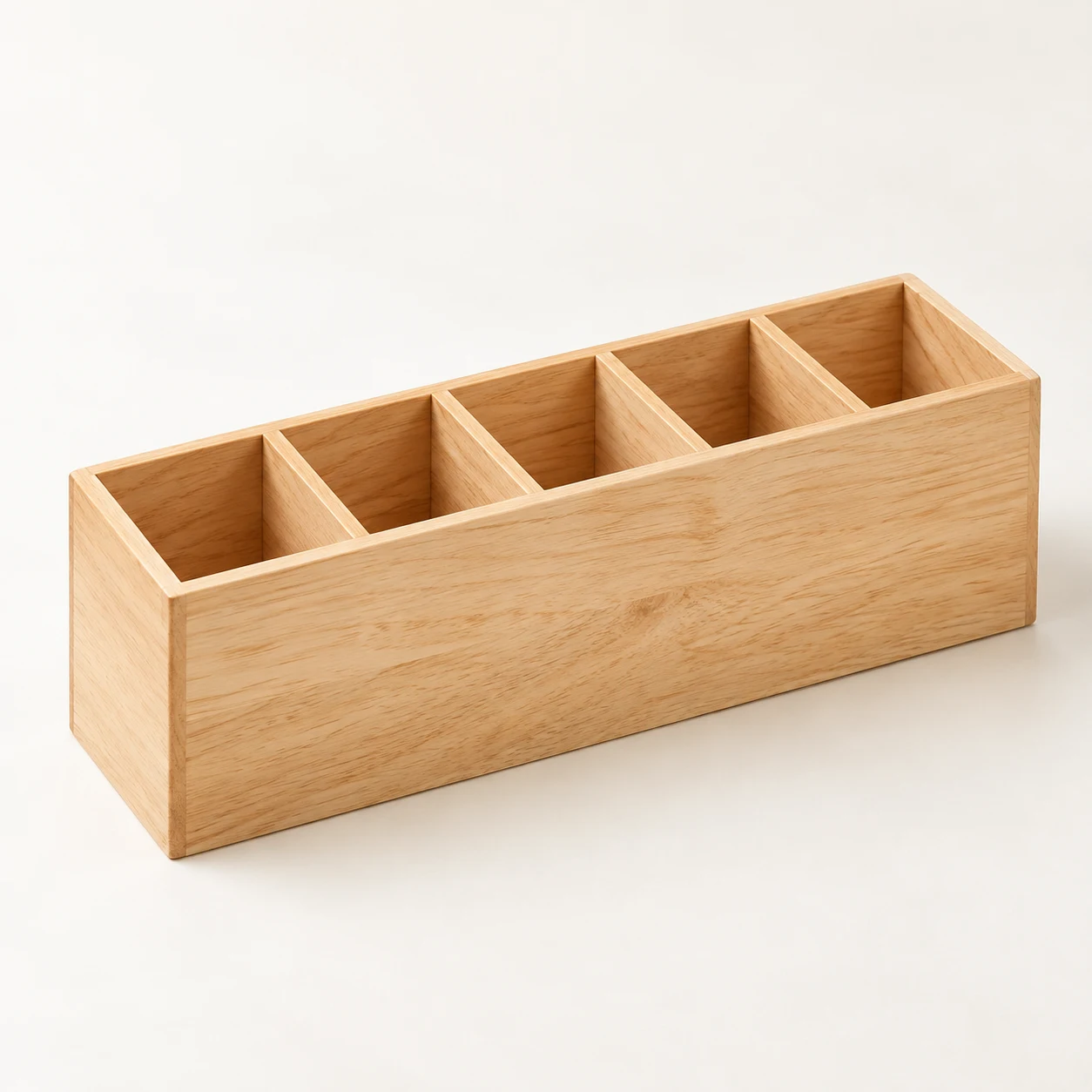 Hako Long, 5-compartment rubberwood pen holder
