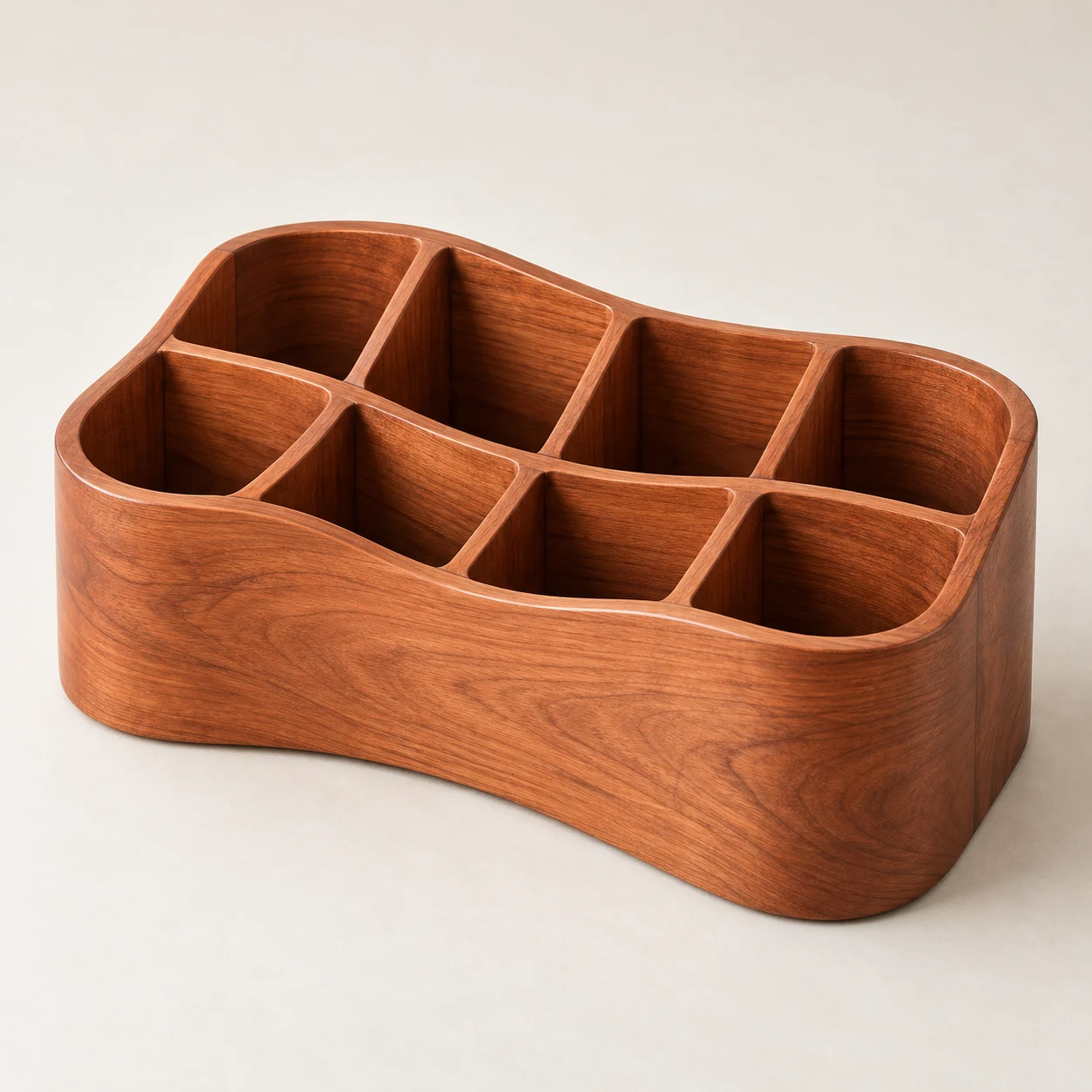Tsuki Crescent, 8-compartment cherry pen holder